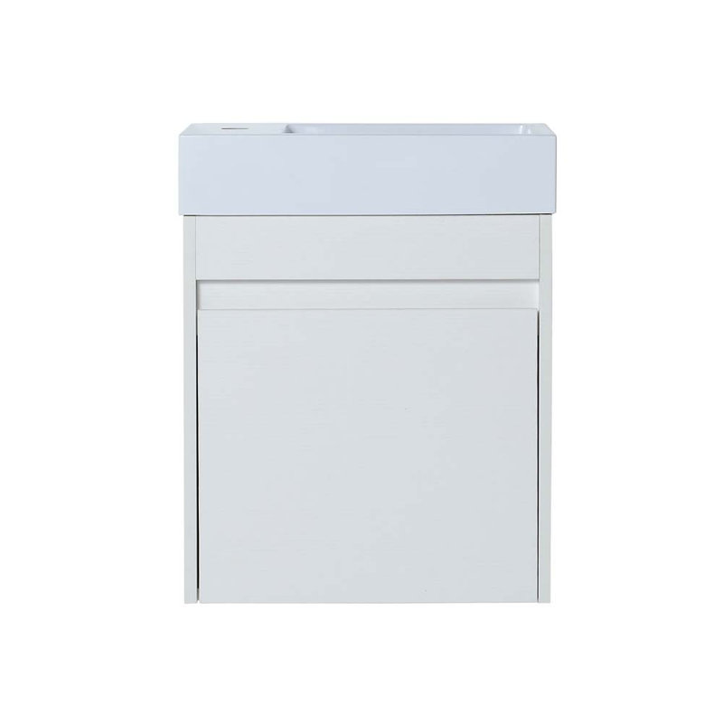Meuble-lavabo simple 18,11 avec lavabo, Grain droit blanc