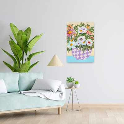 Joyeux bouquet de fleurs moderne abstrait contemporain lavande fleur art mural