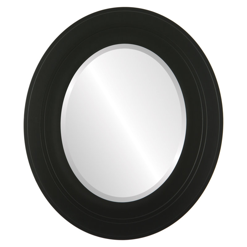 Miroir décoratif ovale encadré Rubalcava, H 24 po x l 20 po, Noir mat
