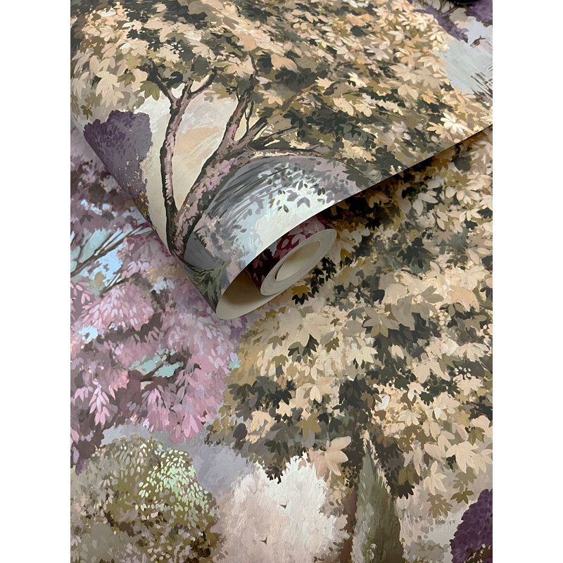Papier peint texturé non tissé Mulberry Pi., Mauve / Vert
