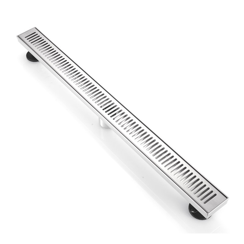 Drain de plancher de douche rectangulaire en acier inoxydable BOann 304 (32 po), Nickel