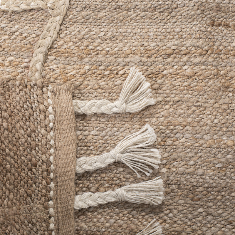 Tapis de couleur unie en jute naturel tissé à la main Digiacomo, Tapis de couloir 2 pi 3 po x 6 pi