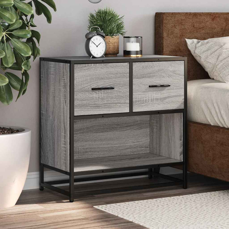 60cm W Metal Bedside Table, Grey Sonoma