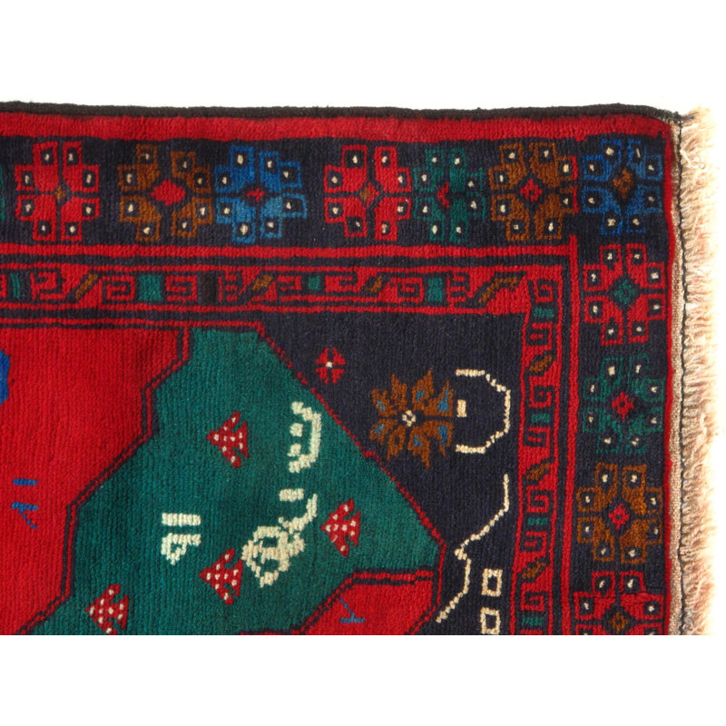 Tapis rouge en laine noué à la main afghan Baluch Sarouk
