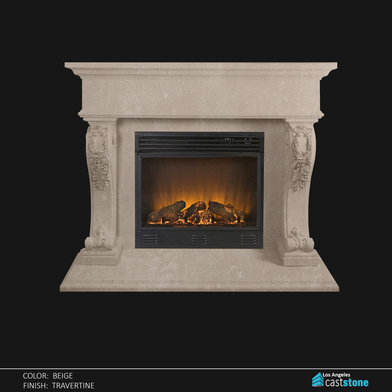 Pourtour de foyer Perra, Travertin beige