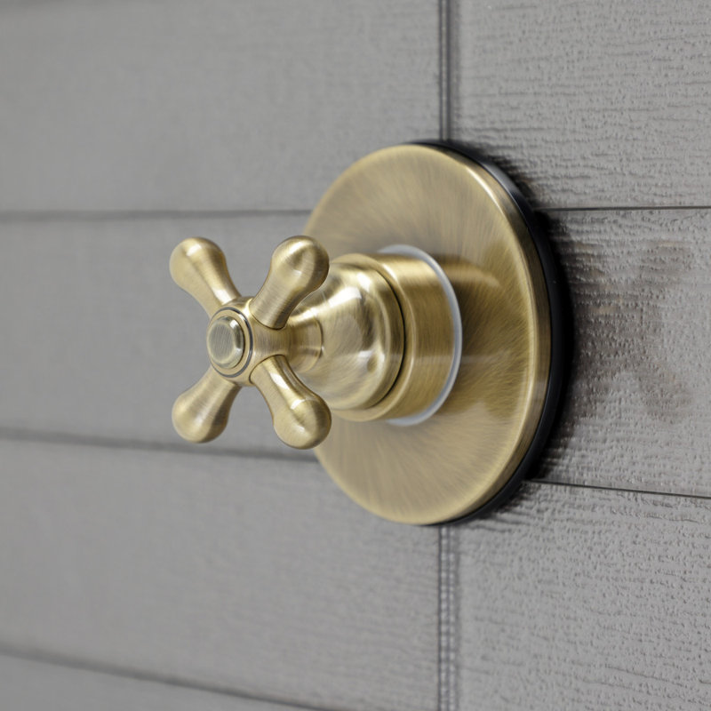 Kingston Brass Single-Handle Wall Mount Three-Way Diverter Valve with Trim Kit, Antique Brass
