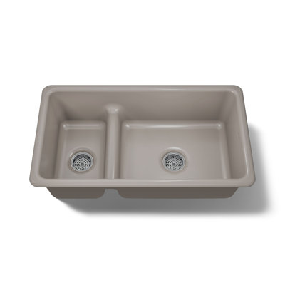 Fer / tonalité Smart Divide 33 po Évier de cuisine à double cuve sur comptoir / encastrable
