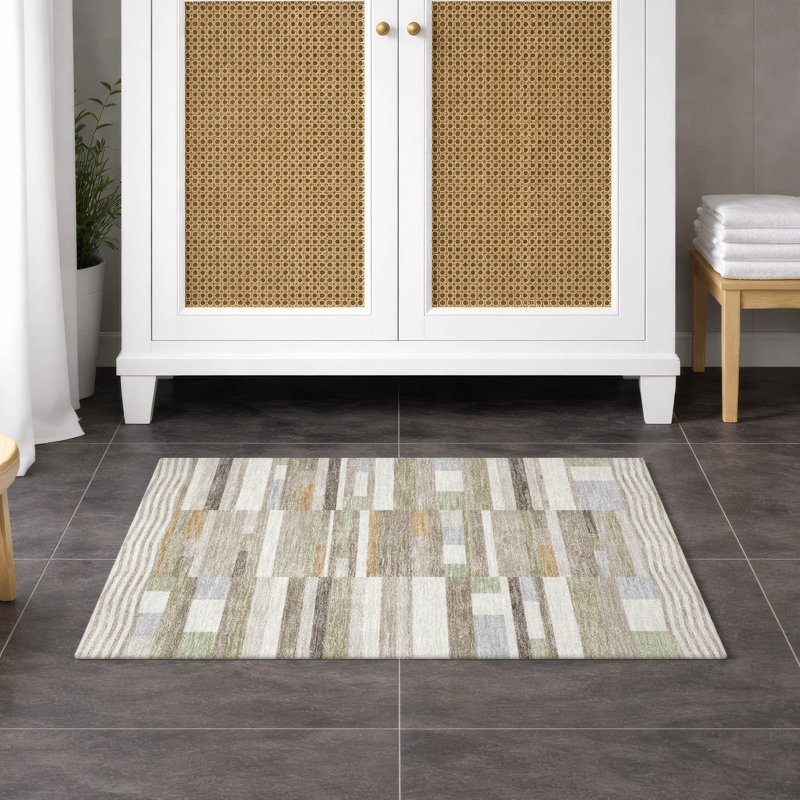 Machine Washable Indoor/Outdoor Chantille ACN2820 Stripes Rug, 1'8" x 2'6", Ivory