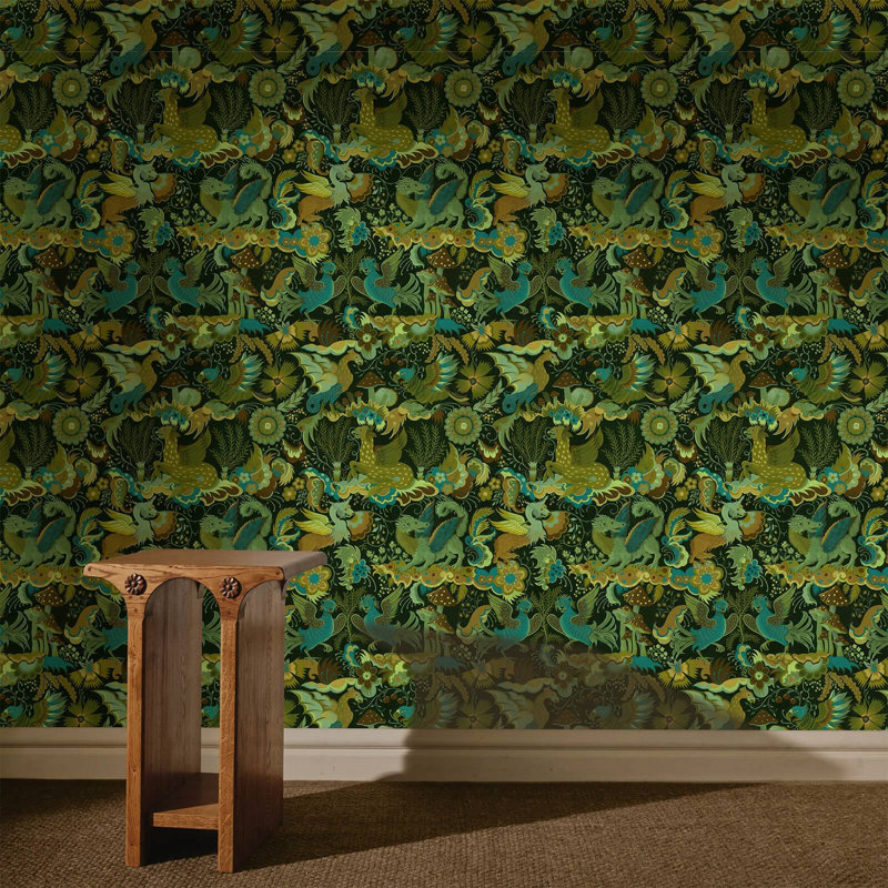 Phantasia 9.84" L x 70.87" W Wallpaper Roll, Emerald Green
