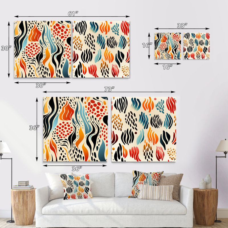 Corvon - Ensemble de 2 peintures murales abstraites en acrylique, H 36 po x l 73 po