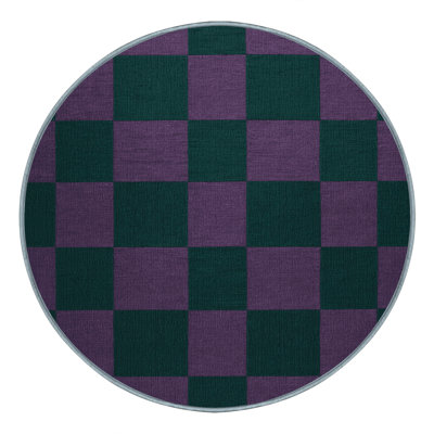 Machine Washable Checkered Blue Area Rug