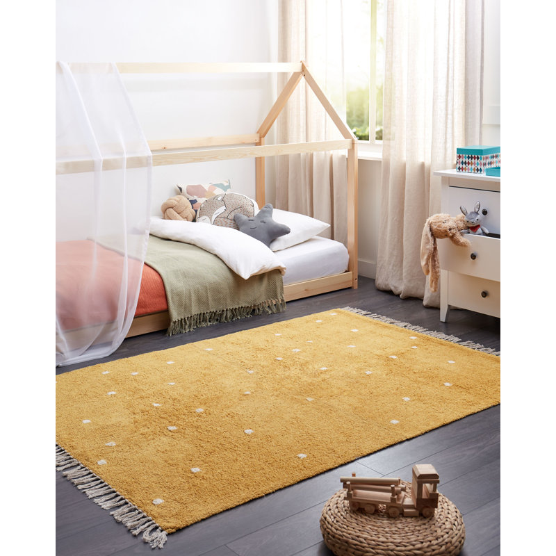 Cuney Dots Cotton Hand Tufted 140cm X 200cm Area Rug, Yellow