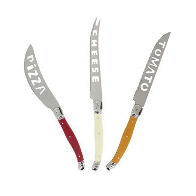 French Home 3 Piece Laguiole Pizza, Tomato, and Cheese Knife Set ,Tuscan Sunset