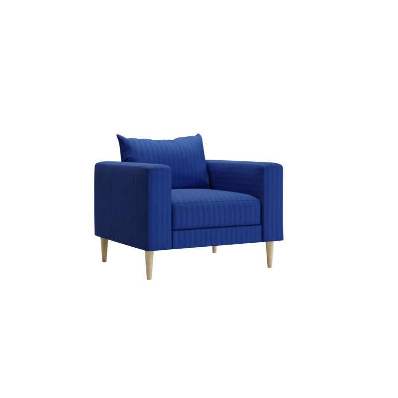 Essential Club Chair, Cobalt Striped Hemp Blend, Natural