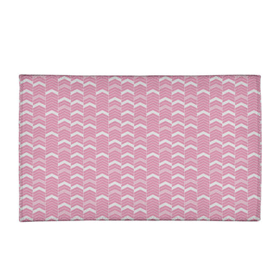 Tapis rose / blanc doublé à chevrons