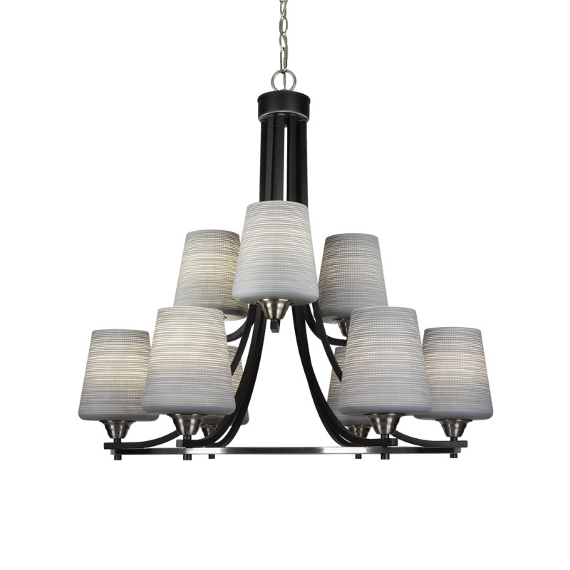 Michell 9-Light Chandelier, Gray, Matte Black / Nickel