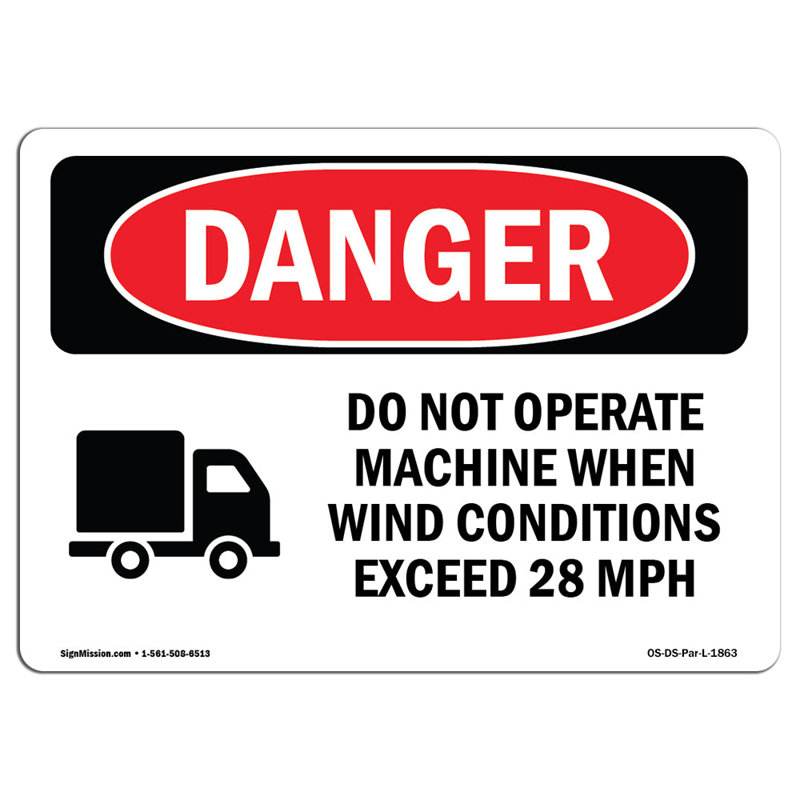 OSHA Danger Do Not Operate Machine Sign, 18" H x 24" W x 0.1" D