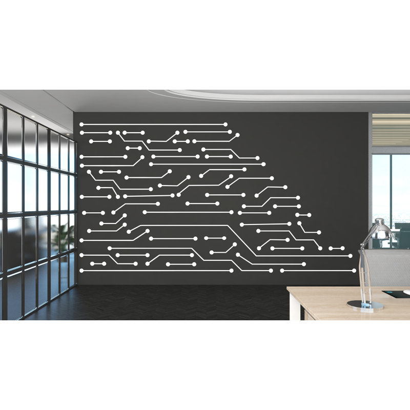 Autocollant de circuit imprimé, technologie vinyle, art mural, décor de circuit d'ordinateur, H 33 po x l 18 po, Vert foncé
