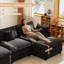 Canapé modulaire en L en chenille de 111,5 po avec 7 repose-pieds George-1067266445