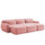 Modulaire rose à 3 places avec tissu, haute résilience 32d, aucun assemblage requis, fond antidérapant pour utilisation modulaire, mobilier de salon à base combinée