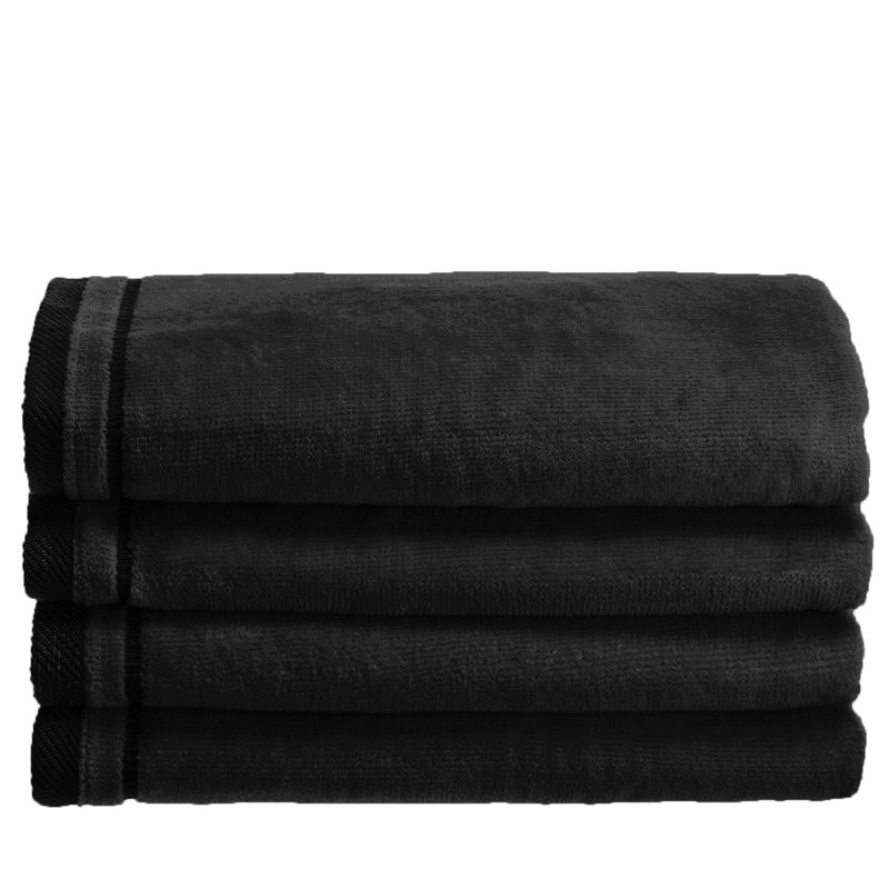 Ensemble de serviettes 4 pièces 100% coton, Noir