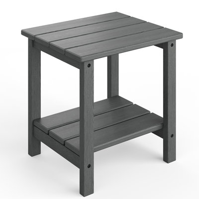 Table de bout Adirondack en PEHD résistant aux intempéries, table de bout pour patio à 2 niveaux, utilisation intérieure extérieure toutes saisons