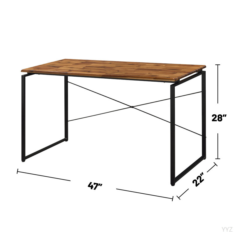 Bureau d'écriture rectangulaire en bois massif, chêne et noir