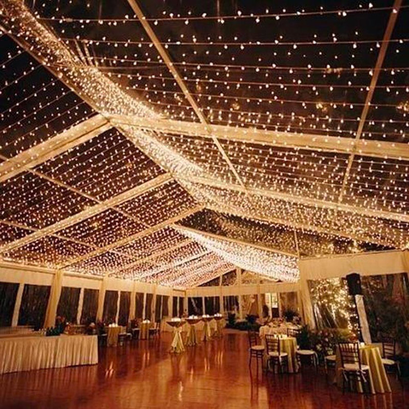 Mini guirlande de 25 lumières DEL d'extérieur à angle large 25 ', Blanc chaud, Blanc