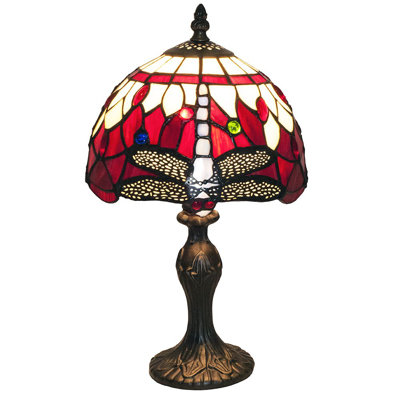 Gladden Hand Crafted Stained Glass Dragonfly Tiffany Table Lamp
