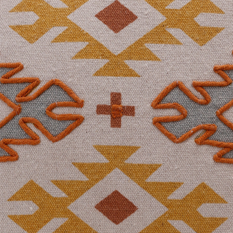 Geometric 100% Cotton Throw Square Pillow Cover, Polyester, Yellow/Rust