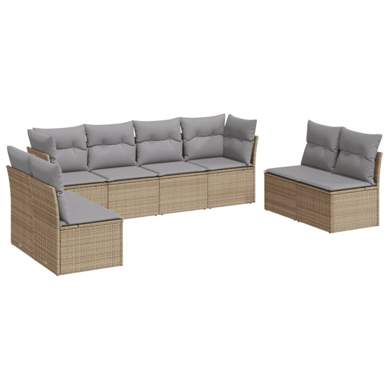 Ensemble de canapé de jardin, Gris clair, Beige