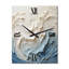 Horloge murale en métal blanc et bleu style vague Papercut-111741535