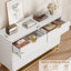 Commode blanche à 6 tiroirs - Commode de rangement large avec pieds en métal, organisateur pour chambre à coucher et salon