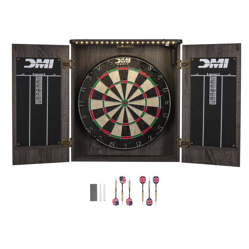 DMI Sports 18" Paris LED Bristle Dartboard Cabinet Set