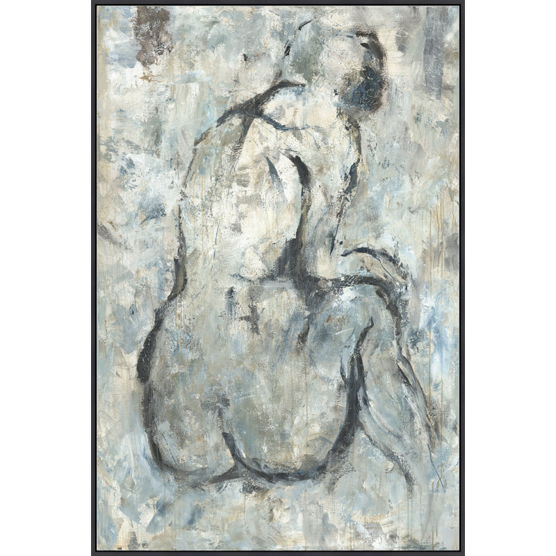 A Thinker Print by Helen Parker, 55.5" H x 37.5" W, Glass Coat