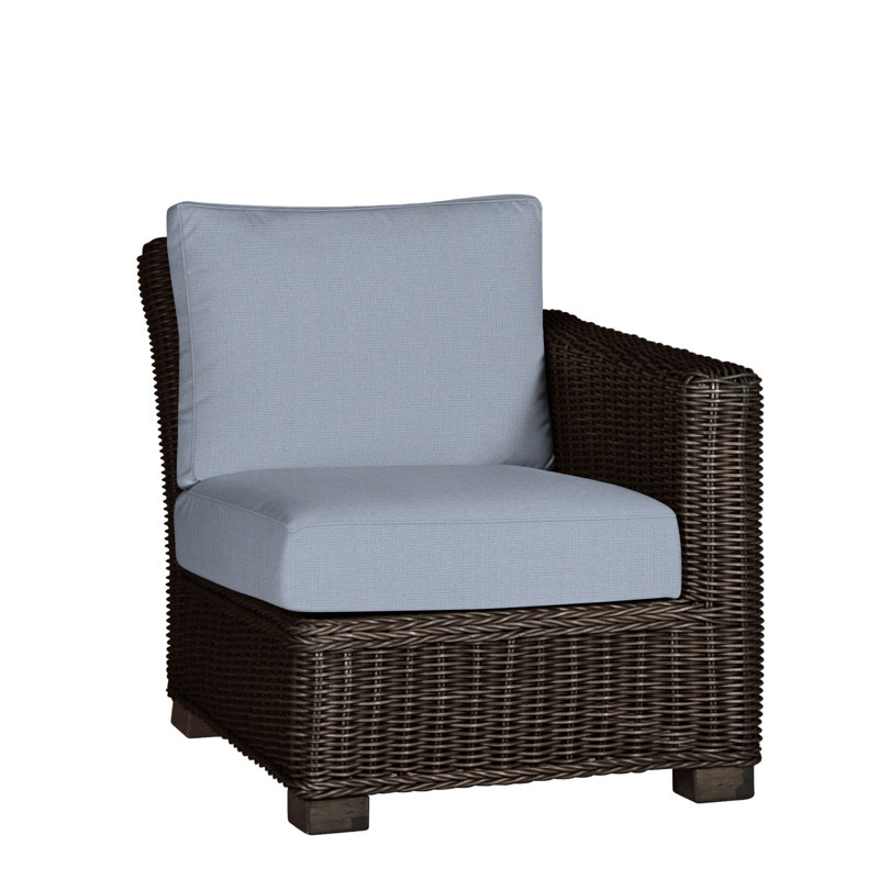 Rustic Woven Sectional Right - Black Walnut, Welt, Black Walnut, Arbour Chambray Dove Sunbrella®