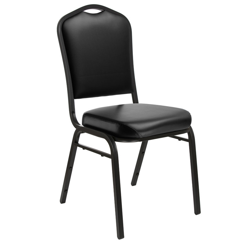 Chaise empilable en vinyle Lila (paquet de 2), Noir, Noir