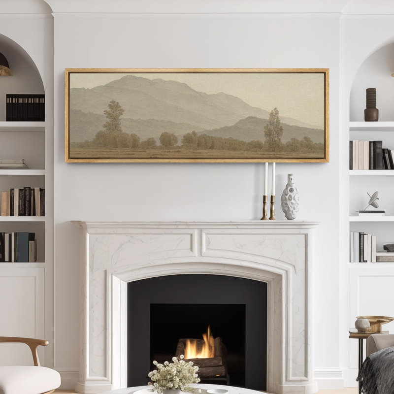 «Misty Mountain Landscape Tranquil Nature Scenery», reproduction d'art sur toile, H 20 po x l 60 po, Naturel
