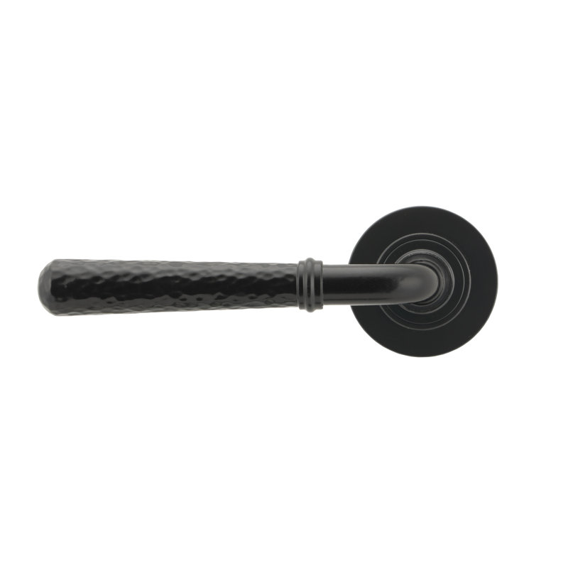 Hammered Newbury Lever on Rose Set (Plain), Black
