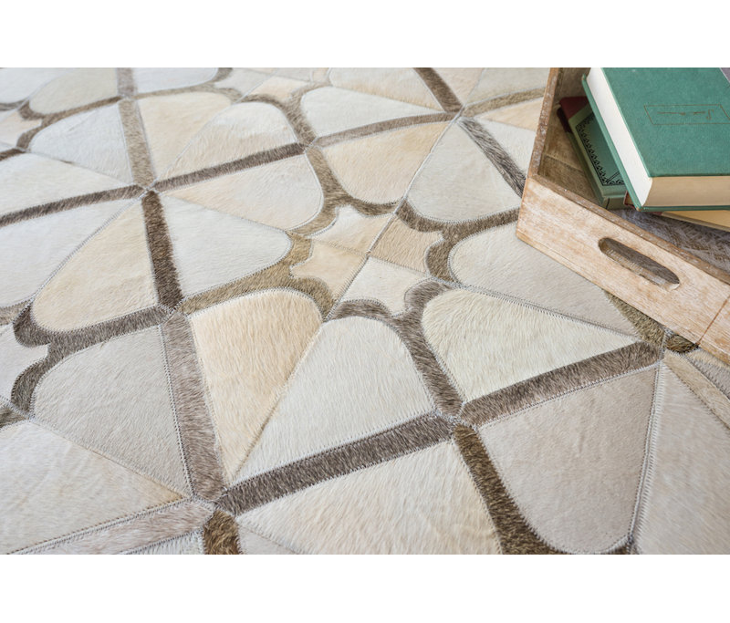 Natural Hide Cowhide Geometric Area Rug, Rectangle 13'6" x 17'6"