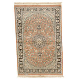 Hand Knotted Wool Area Rug in Rose