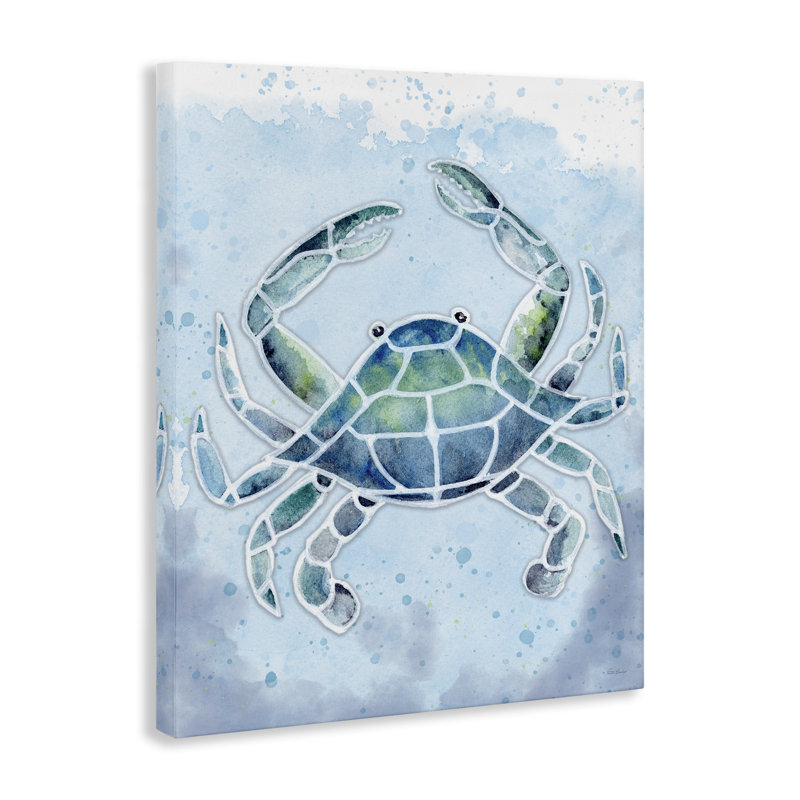 Art mural en toile Strab Glass Crab par Patti Bishop, H 30 po x l 24 po