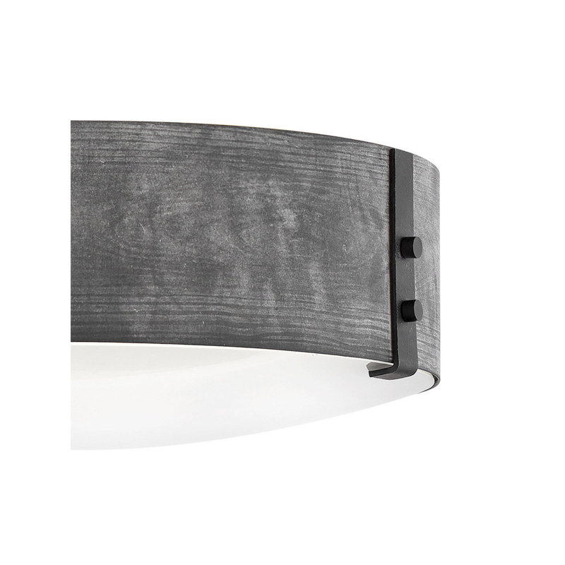 Rustic Aged Zinc & Black 3-Light Outdoor Flush Mount with Clear Seedy Glass