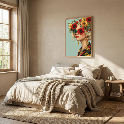 Woman In Floral Jacket With Gold Earrings And Sunglasses Canvas Wall Art