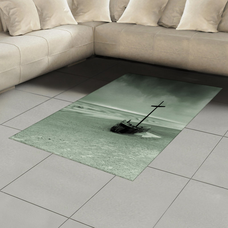 Tapis décoratif gris à haute densité en fibres longues, Rectangle— 4 pi x 5 pi 8 po