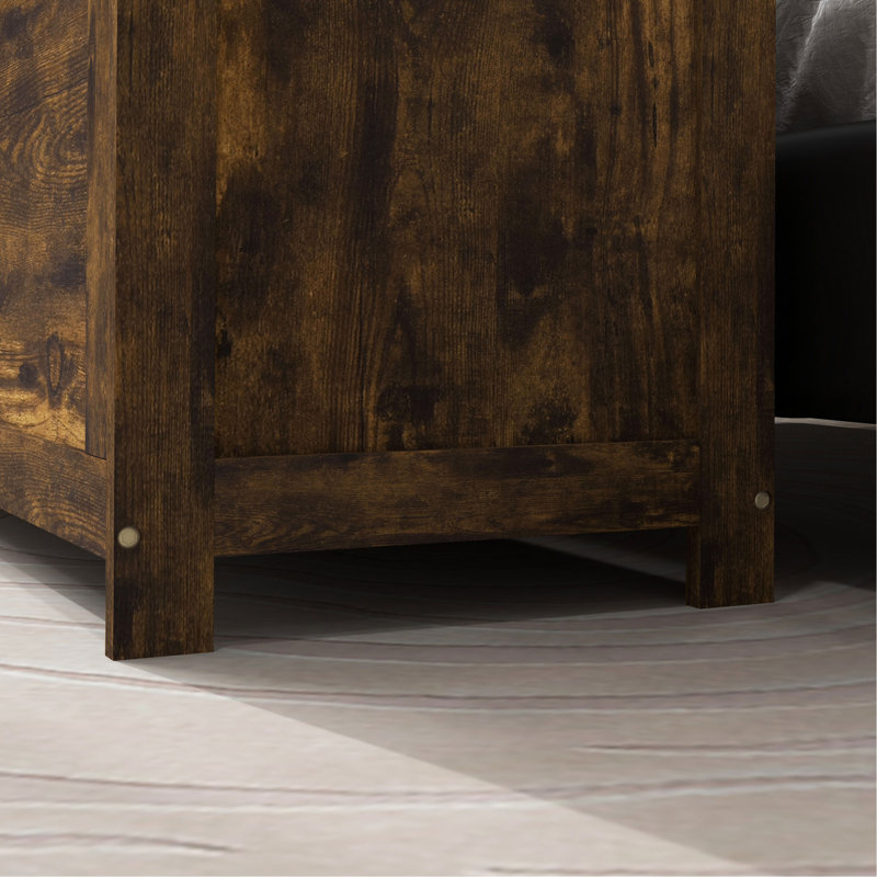 Coffre de rangement avec 2 charnières de sécurité, boîte en bois, Brun