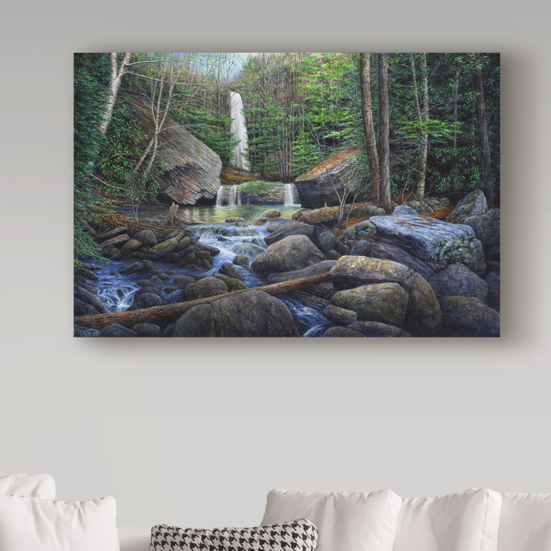 «Ozone Falls» par Ezichi, reproduction de peinture à l'huile sur toile tendue, H 12 po x l 19 po