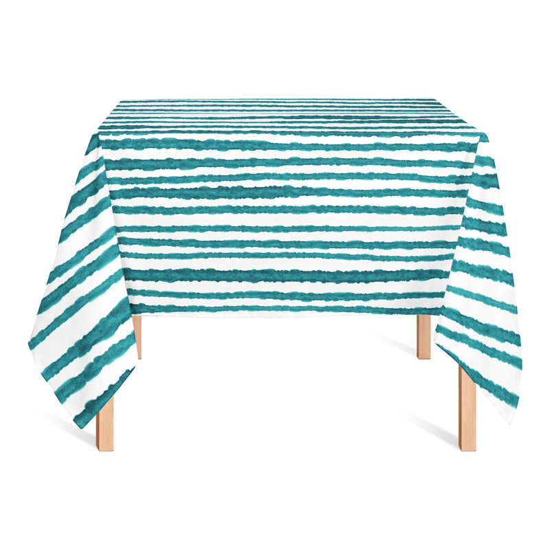 Nappe carrée à rayures en polyester, Bleu sarcelle