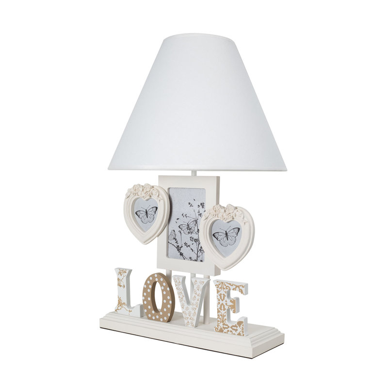 Lampe de table 20 po Rogerson, Blanc, Brun
