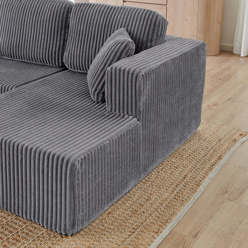 Canapé modulaire en U sans assemblage requis, Gris